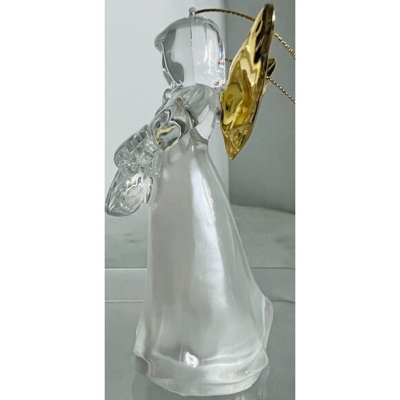 Glass Angel Figurine Christmas Ornament Gold Wings & LED color changing Holiday - Picture 2 of 9